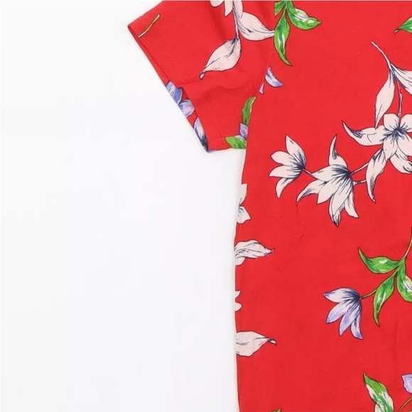 Lauren Ralph Lauren Women’s Red Floral Cotton Basic T-Shirt Crew Neck Sz Large - Picture 4 of 9